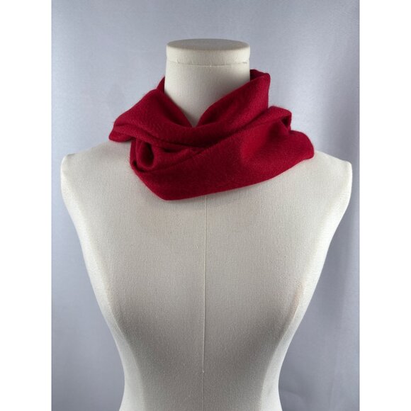 Luxurious Charter Club Red Cashmere Scarf With Fringe - Picture 3 of 6
